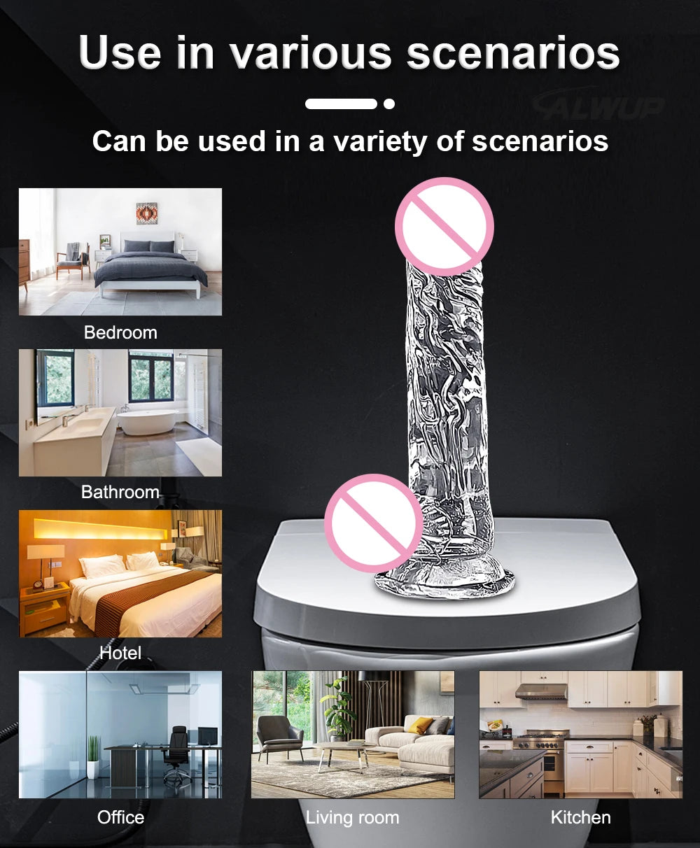 Realistic Transparent Dildo for Women Silicone Realistic Fake Dick Penis with Strong Suction Cup Hands-Free Adult Sex Toy