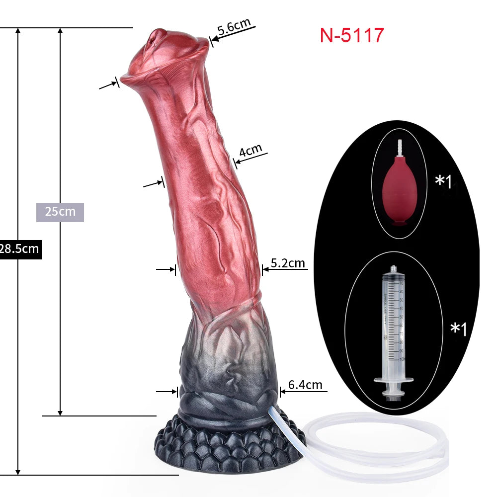 FAAK Squirting Penis Soft Silicone Fantasy Ejaculation Long Horse Dildo With Suction Cup Size S M L Penetration Anal Plug