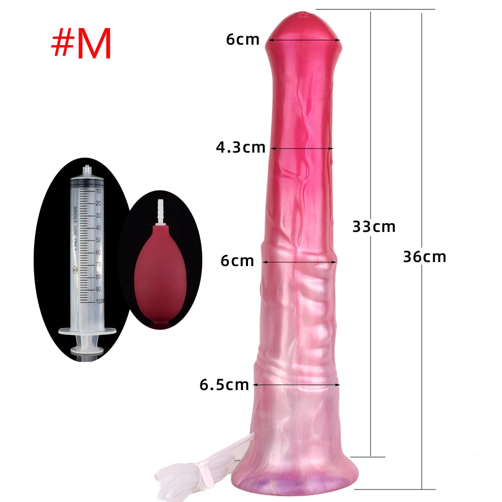 FAAK Squirting Penis Soft Silicone Fantasy Ejaculation Long Horse Dildo With Suction Cup Size S M L Penetration Anal Plug