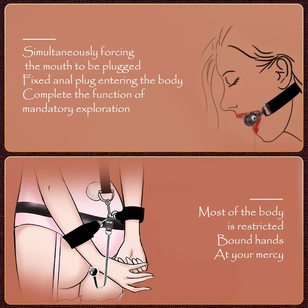 Adult Supplies BDSM Collar Mouth Plug Anal Hook bondage Sex Handcuffs Male Female Games Sex Toys for Couples