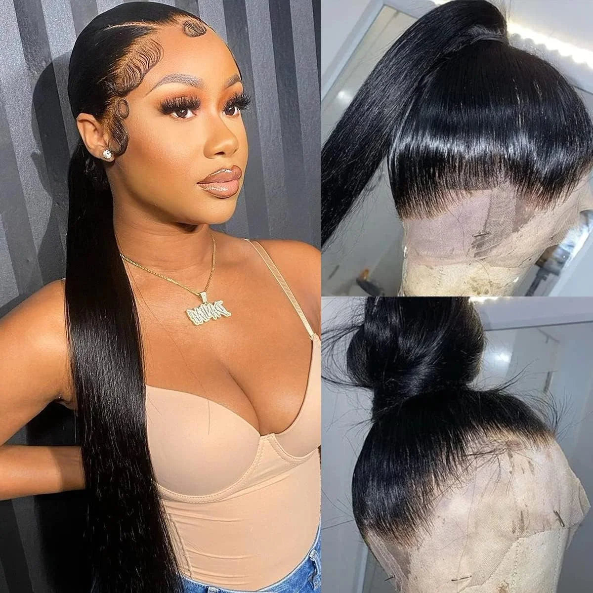Hot Sale 360 Lace Front Wigs Human Hair Straight Frontal Wigs 250 Density HD Transparent 360 Full Lace Wigs for Women Human Hair
