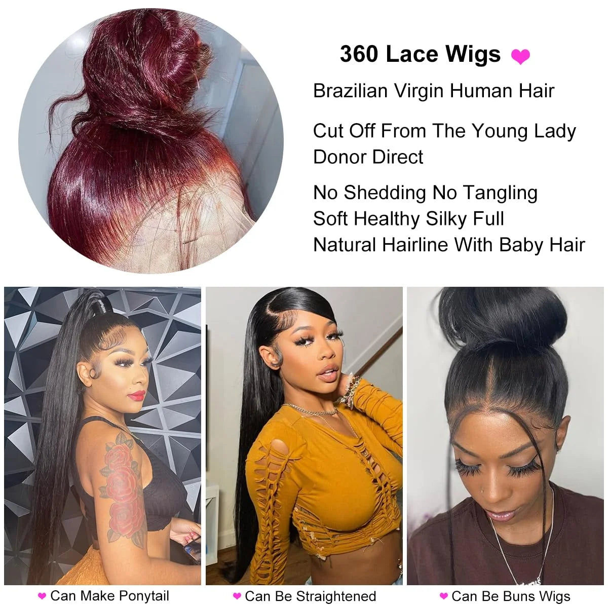 Hot Sale 360 Lace Front Wigs Human Hair Straight Frontal Wigs 250 Density HD Transparent 360 Full Lace Wigs for Women Human Hair