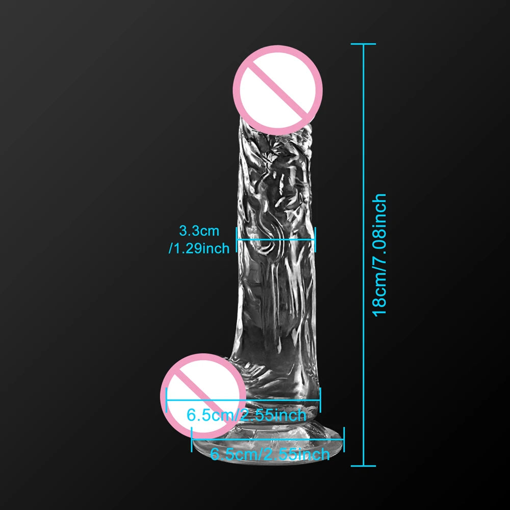 Realistic Transparent Dildo for Women Silicone Realistic Fake Dick Penis with Strong Suction Cup Hands-Free Adult Sex Toy