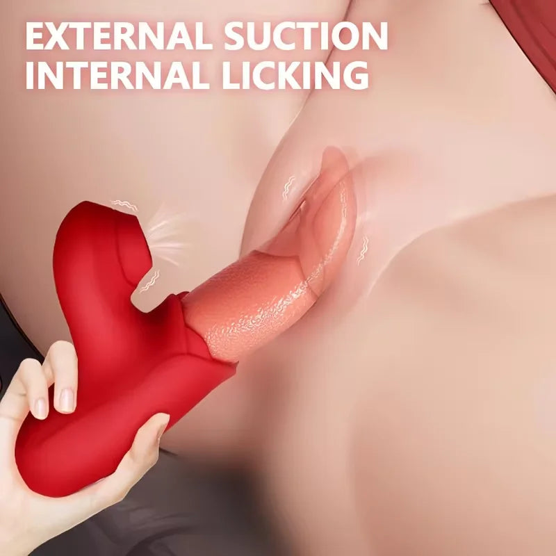 Sucking Rose Vibrator with Tongue Licking for Women Clitoral Stimulation Nipples Stimulator Female  Adult Goods Sex Toys