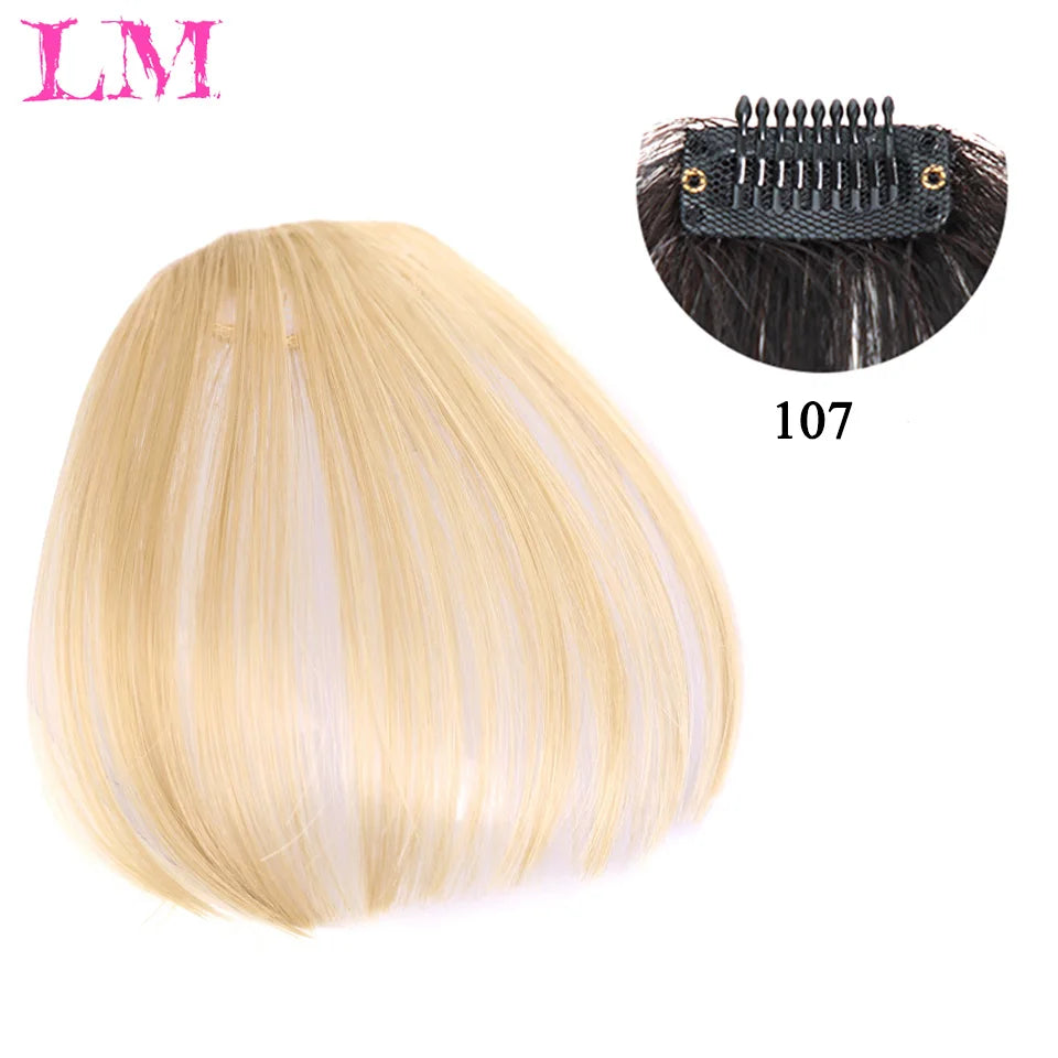 LM Fake Blunt air Bangs hair Clip-In Extension Synthetic Fake Fringe Natural False hairpiece For Women Clip In Bangs