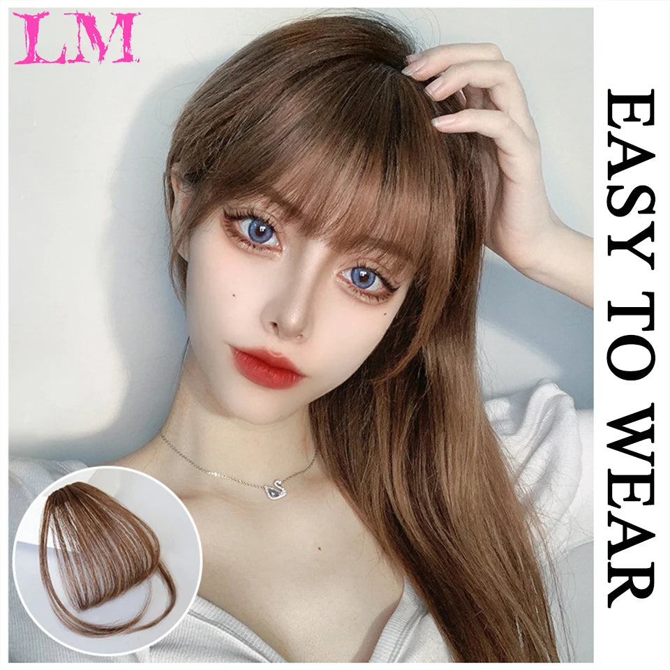 LM Fake Blunt air Bangs hair Clip-In Extension Synthetic Fake Fringe Natural False hairpiece For Women Clip In Bangs