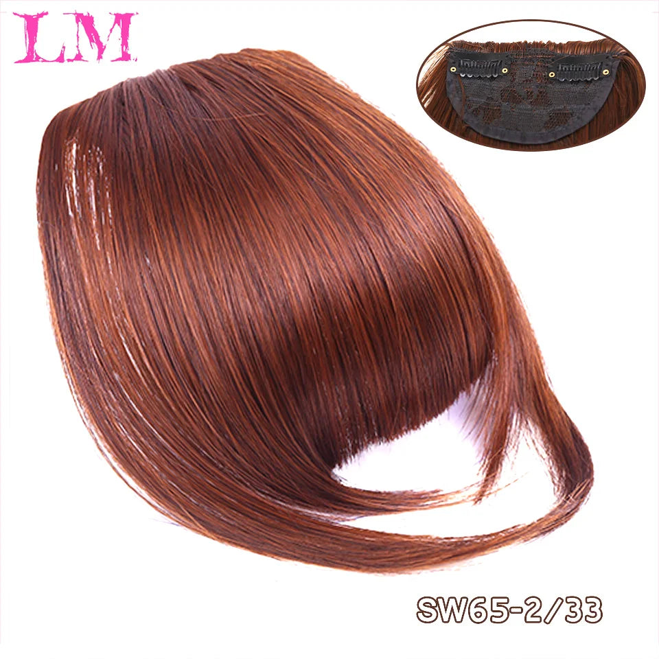 LM Fake Blunt air Bangs hair Clip-In Extension Synthetic Fake Fringe Natural False hairpiece For Women Clip In Bangs