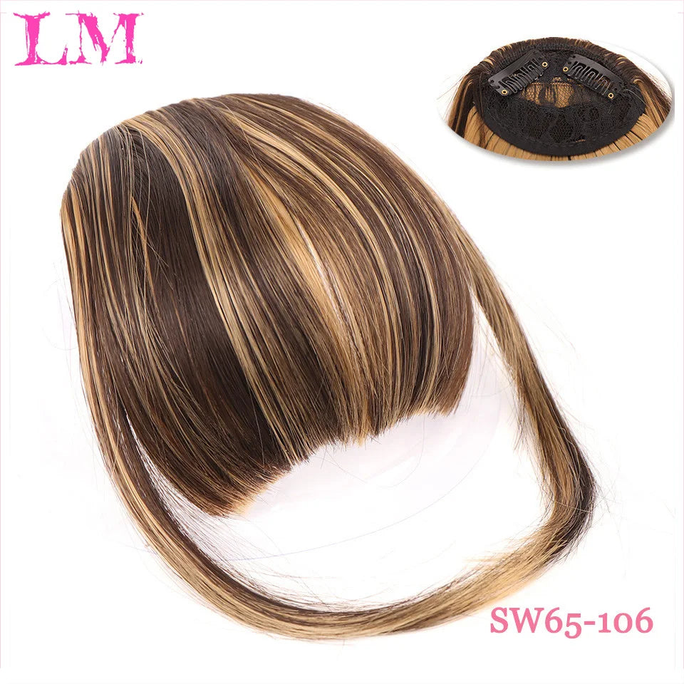 LM Fake Blunt air Bangs hair Clip-In Extension Synthetic Fake Fringe Natural False hairpiece For Women Clip In Bangs