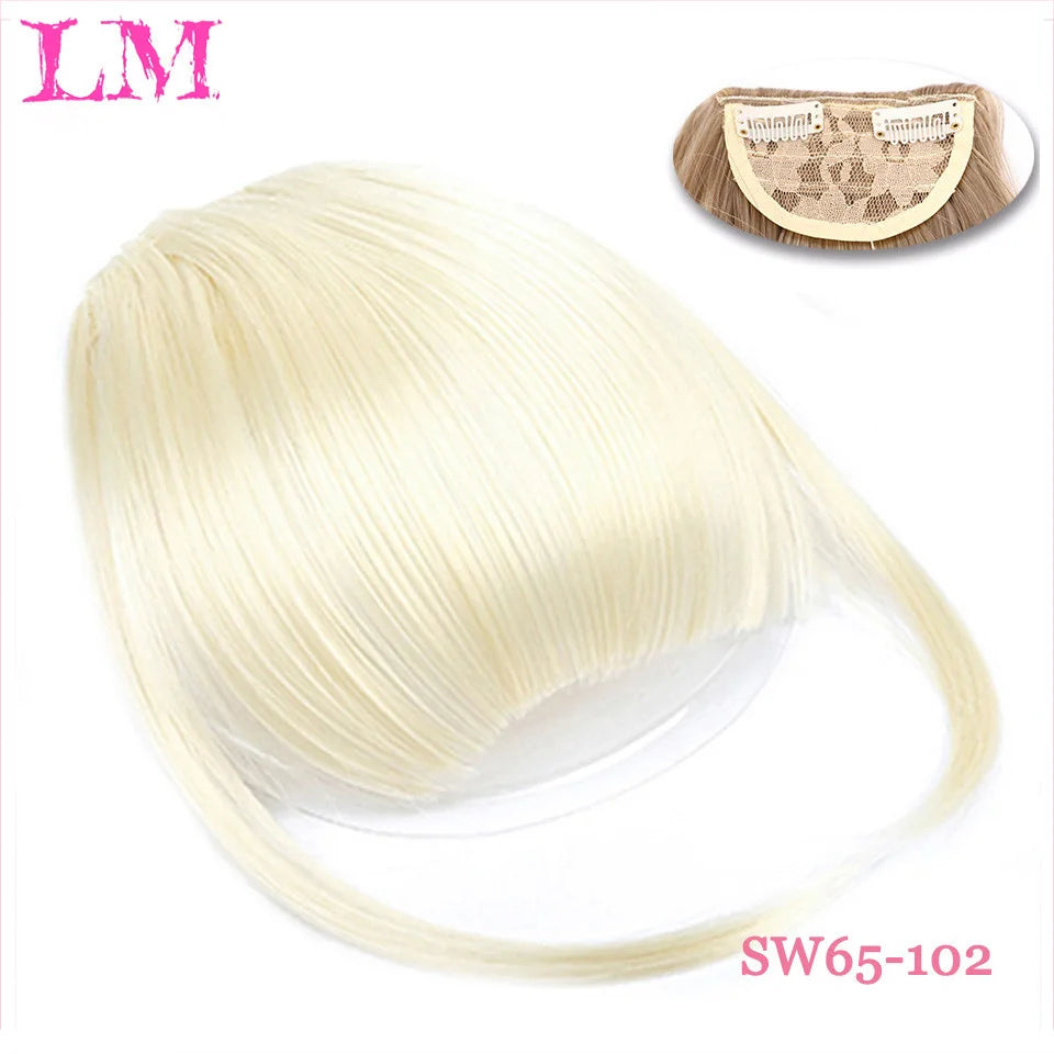 LM Fake Blunt air Bangs hair Clip-In Extension Synthetic Fake Fringe Natural False hairpiece For Women Clip In Bangs