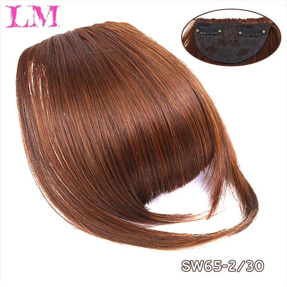 LM Fake Blunt air Bangs hair Clip-In Extension Synthetic Fake Fringe Natural False hairpiece For Women Clip In Bangs