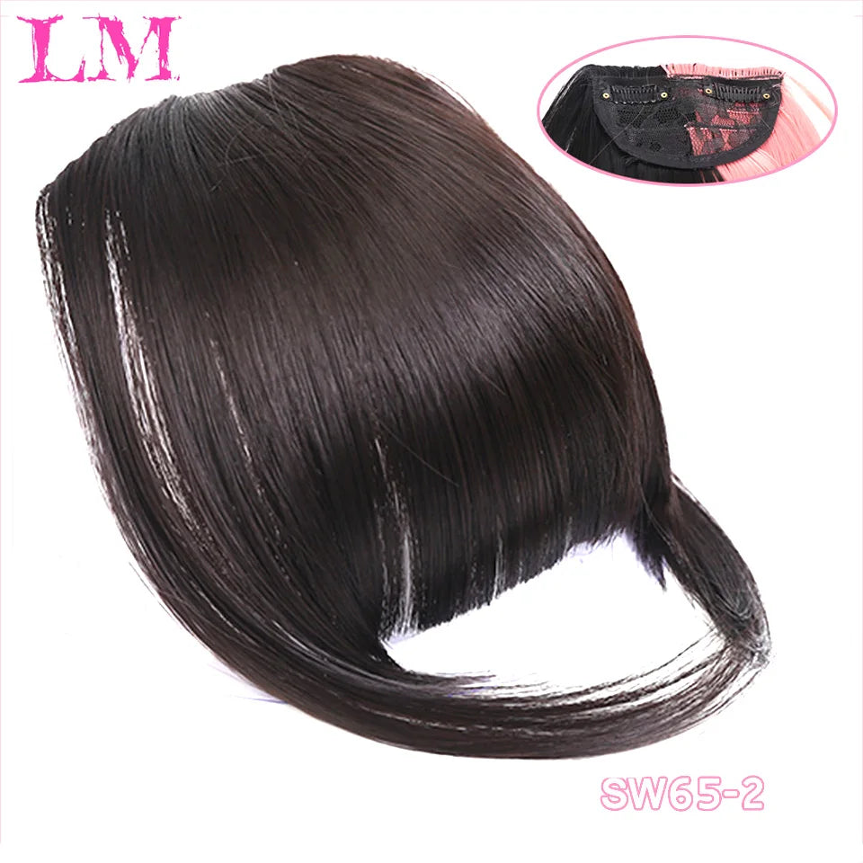 LM Fake Blunt air Bangs hair Clip-In Extension Synthetic Fake Fringe Natural False hairpiece For Women Clip In Bangs