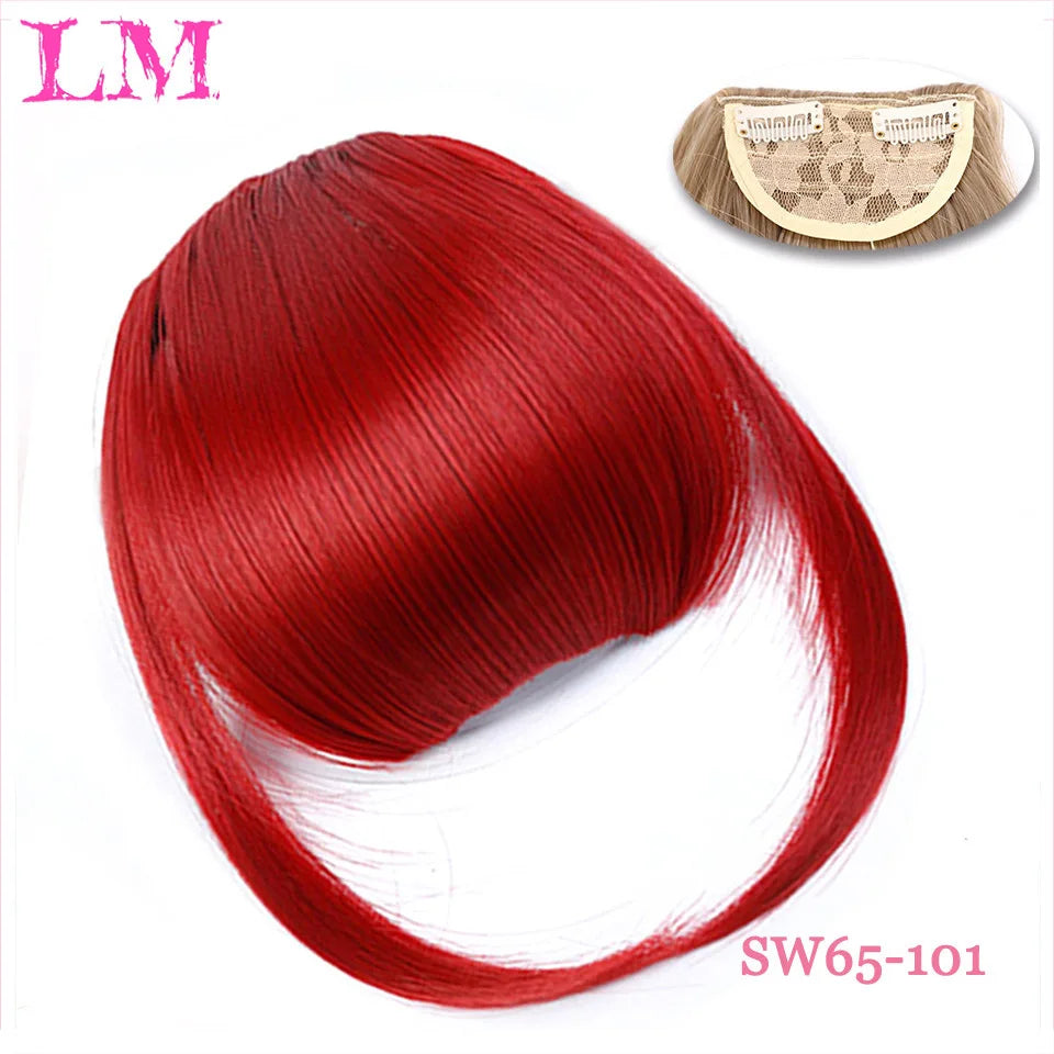 LM Fake Blunt air Bangs hair Clip-In Extension Synthetic Fake Fringe Natural False hairpiece For Women Clip In Bangs