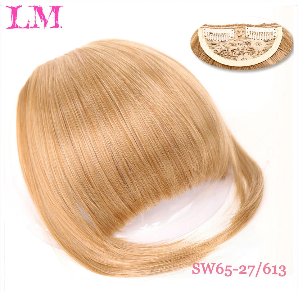LM Fake Blunt air Bangs hair Clip-In Extension Synthetic Fake Fringe Natural False hairpiece For Women Clip In Bangs