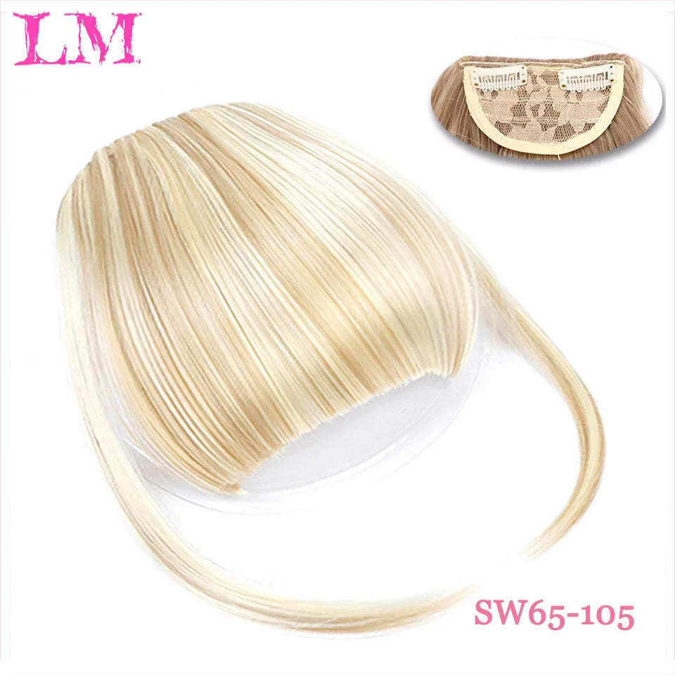 LM Fake Blunt air Bangs hair Clip-In Extension Synthetic Fake Fringe Natural False hairpiece For Women Clip In Bangs