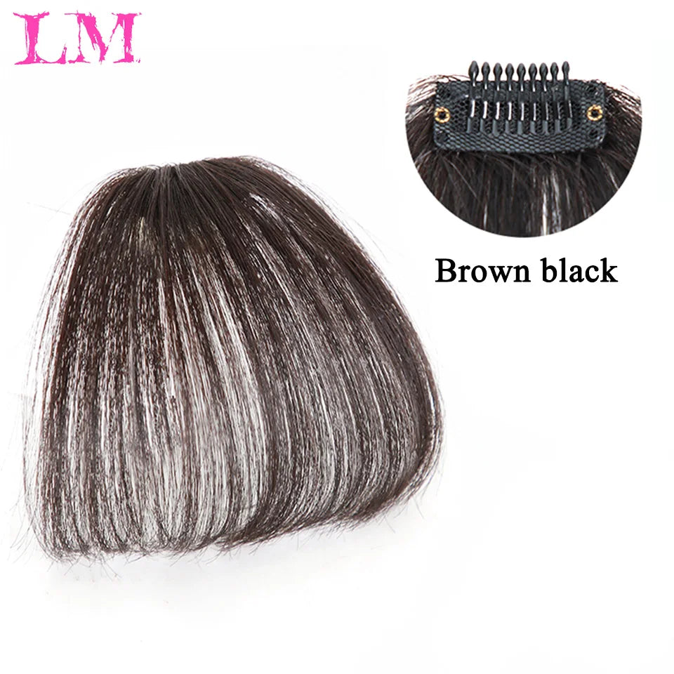 LM Fake Blunt air Bangs hair Clip-In Extension Synthetic Fake Fringe Natural False hairpiece For Women Clip In Bangs