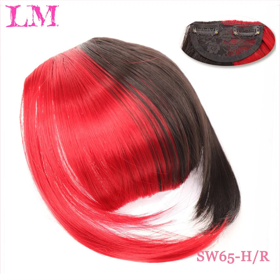 LM Fake Blunt air Bangs hair Clip-In Extension Synthetic Fake Fringe Natural False hairpiece For Women Clip In Bangs