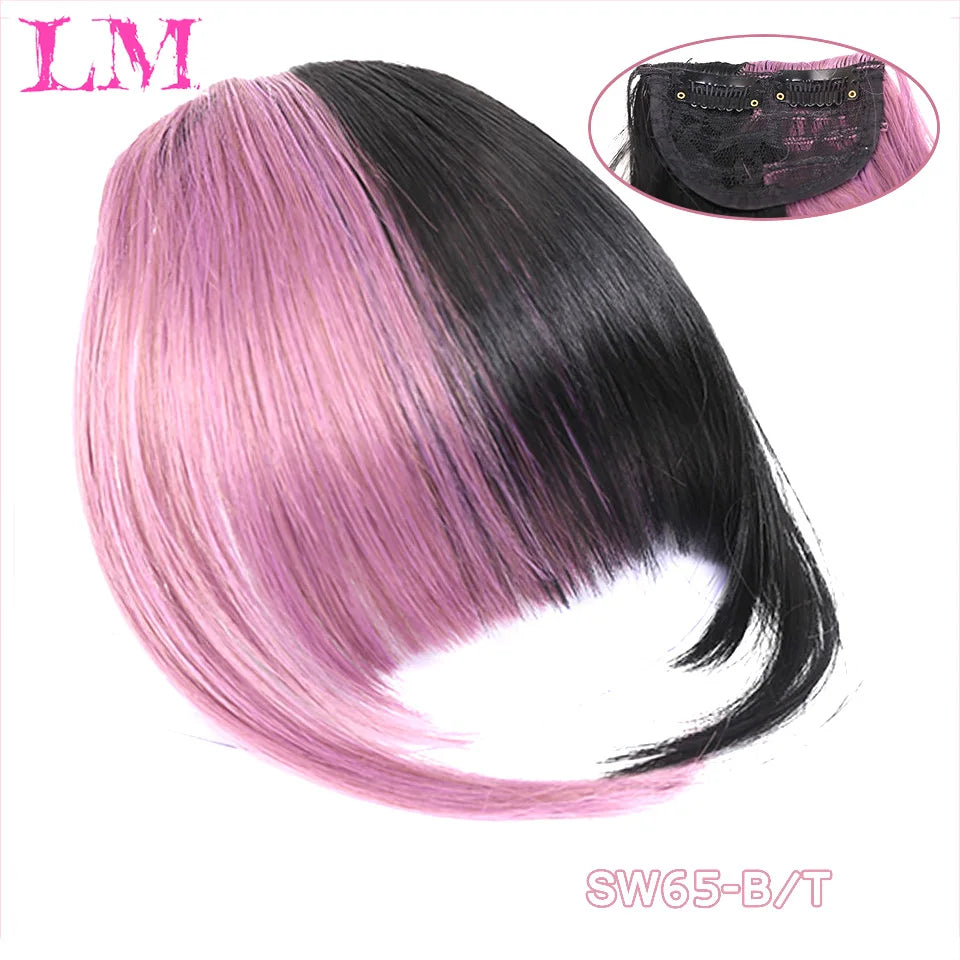 LM Fake Blunt air Bangs hair Clip-In Extension Synthetic Fake Fringe Natural False hairpiece For Women Clip In Bangs