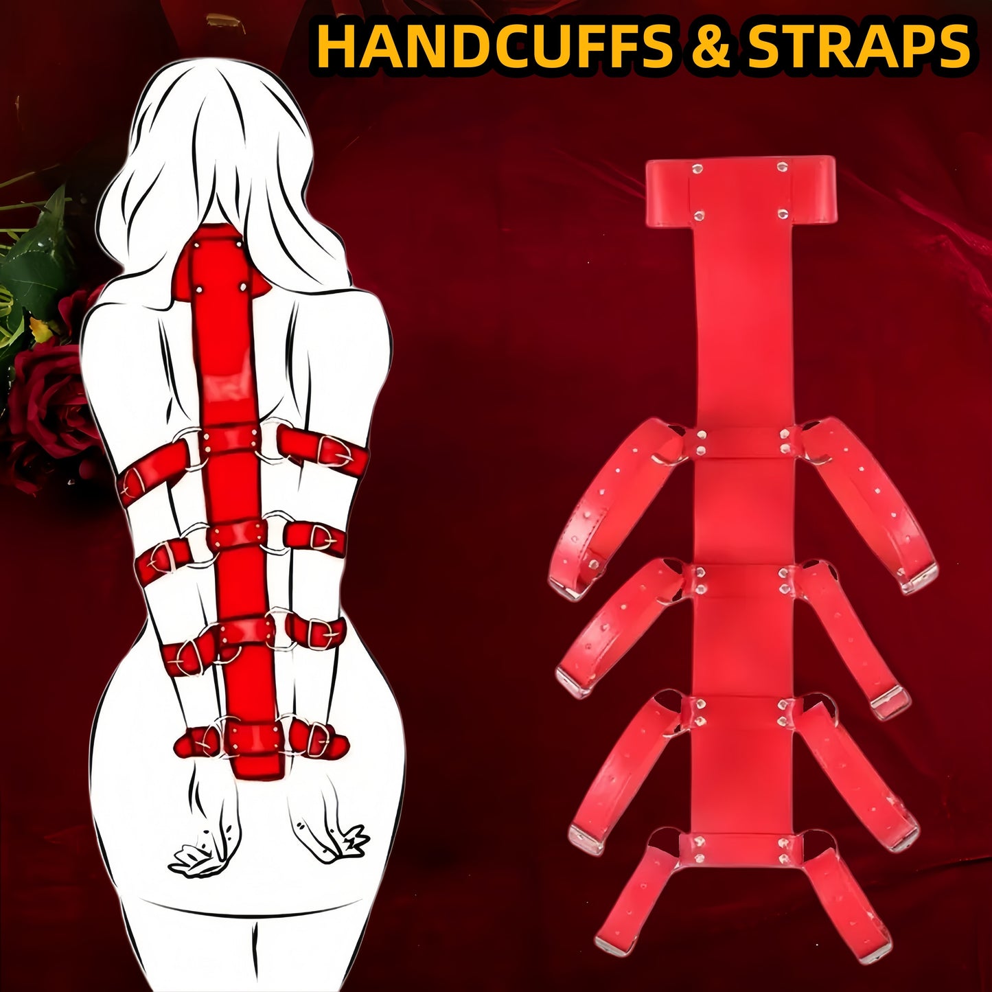 BDMS Restraint Strap Kit for Couples Bed Sex Toys with Adjustable Straps and Handcuffs, Restraint Accessories for Couples