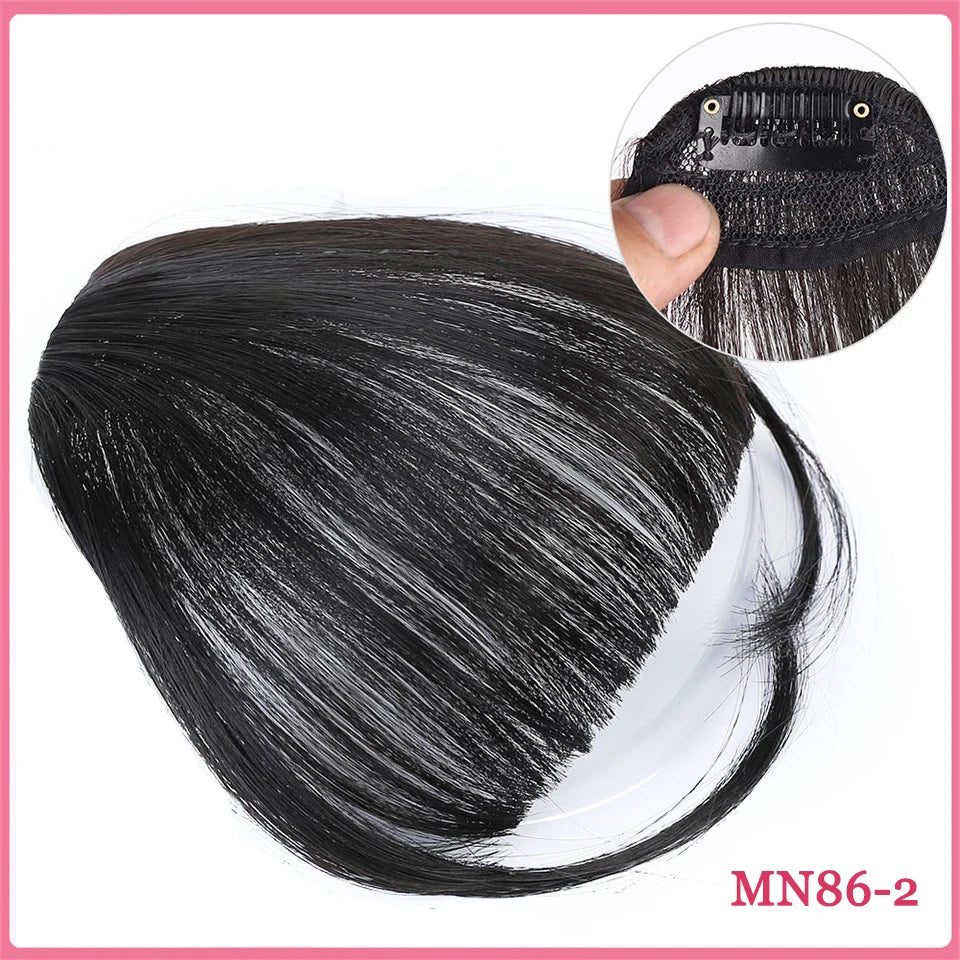 LM Short Synthetic Bangs Heat Resistant Hairpieces Hair Women Natural Short Fake Hair Bangs Hair Clips For Extensions Black