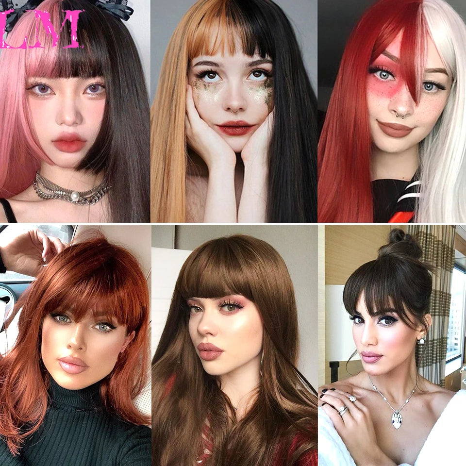 LM Short Synthetic Bangs Heat Resistant Hairpieces Hair Women Natural Short Fake Hair Bangs Hair Clips For Extensions Black