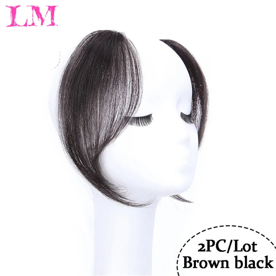 LM Short Synthetic Bangs Heat Resistant Hairpieces Hair Women Natural Short Fake Hair Bangs Hair Clips For Extensions Black