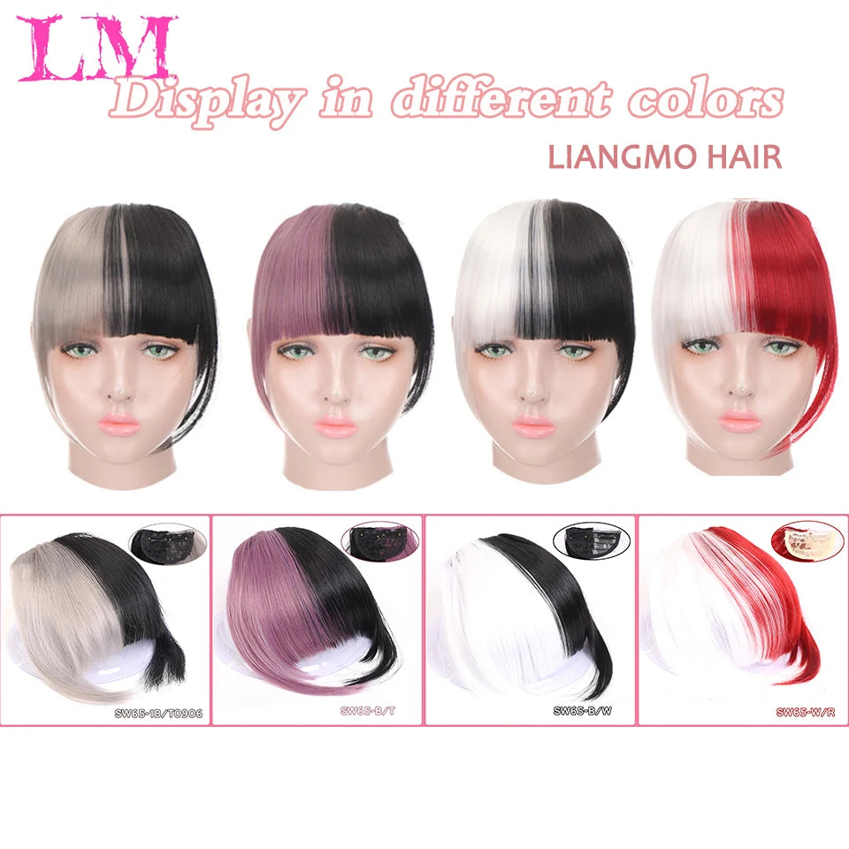 LM Short Synthetic Bangs Heat Resistant Hairpieces Hair Women Natural Short Fake Hair Bangs Hair Clips For Extensions Black