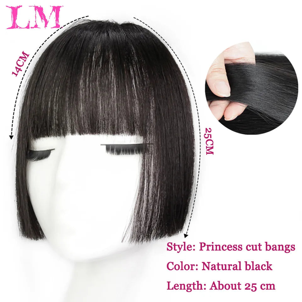 LM Short Synthetic Bangs Heat Resistant Hairpieces Hair Women Natural Short Fake Hair Bangs Hair Clips For Extensions Black