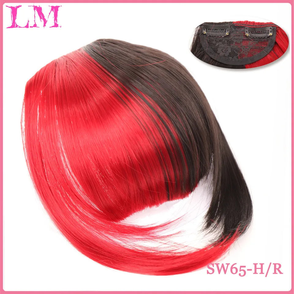 LM Short Synthetic Bangs Heat Resistant Hairpieces Hair Women Natural Short Fake Hair Bangs Hair Clips For Extensions Black