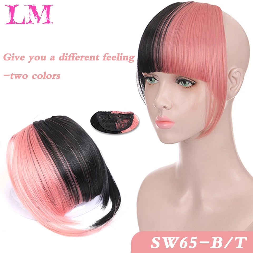 LM Short Synthetic Bangs Heat Resistant Hairpieces Hair Women Natural Short Fake Hair Bangs Hair Clips For Extensions Black