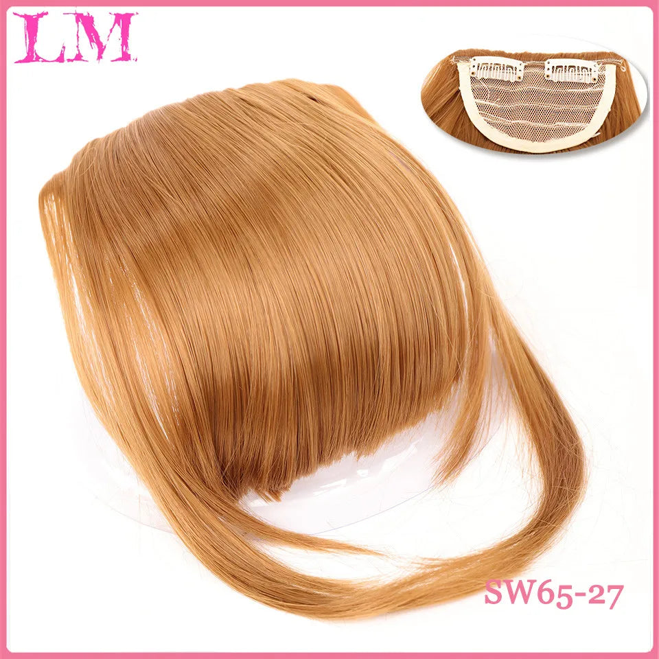 LM Short Synthetic Bangs Heat Resistant Hairpieces Hair Women Natural Short Fake Hair Bangs Hair Clips For Extensions Black