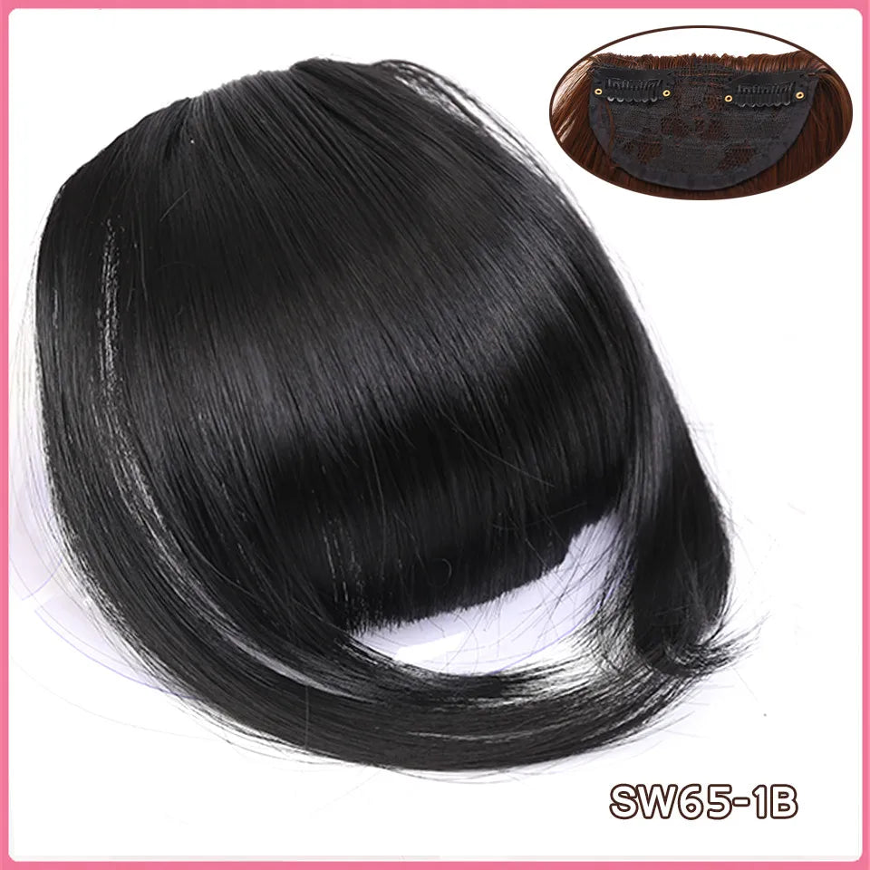 LM Short Synthetic Bangs Heat Resistant Hairpieces Hair Women Natural Short Fake Hair Bangs Hair Clips For Extensions Black