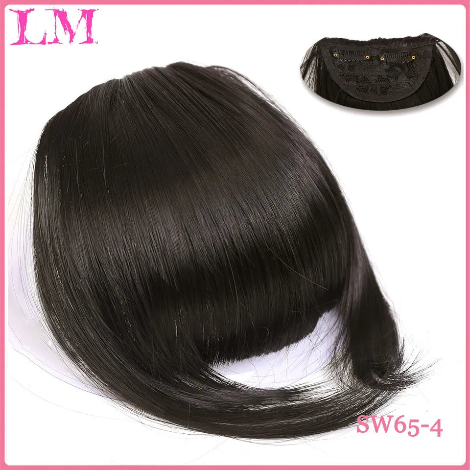 LM Short Synthetic Bangs Heat Resistant Hairpieces Hair Women Natural Short Fake Hair Bangs Hair Clips For Extensions Black
