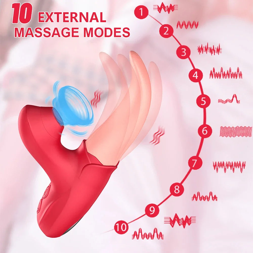 Sucking Rose Vibrator with Tongue Licking for Women Clitoral Stimulation Nipples Stimulator Female  Adult Goods Sex Toys