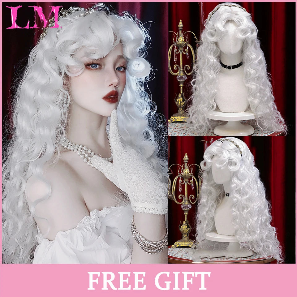 LM Golden Wig Synthetic Ombre Long Straight/Body Wave Middle Part Heat Resistant Natural Hair Wigs For Women Cosplay