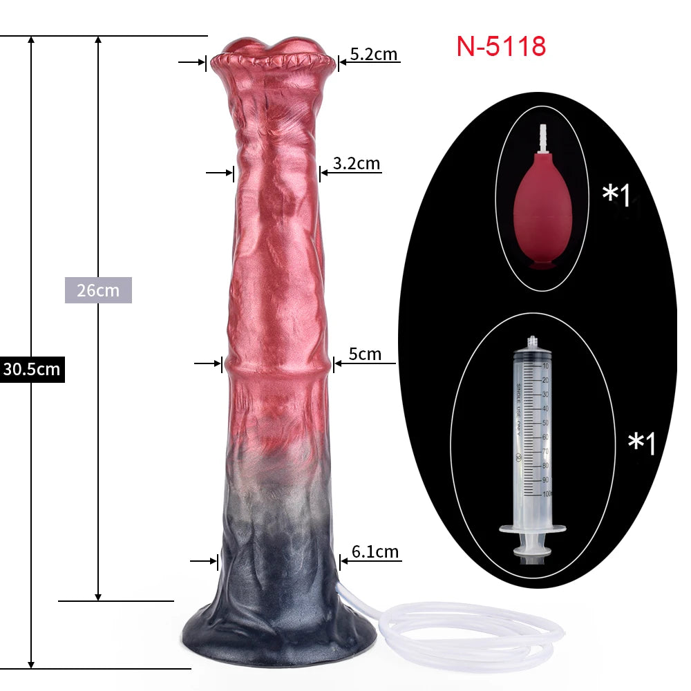 FAAK Squirting Penis Soft Silicone Fantasy Ejaculation Long Horse Dildo With Suction Cup Size S M L Penetration Anal Plug