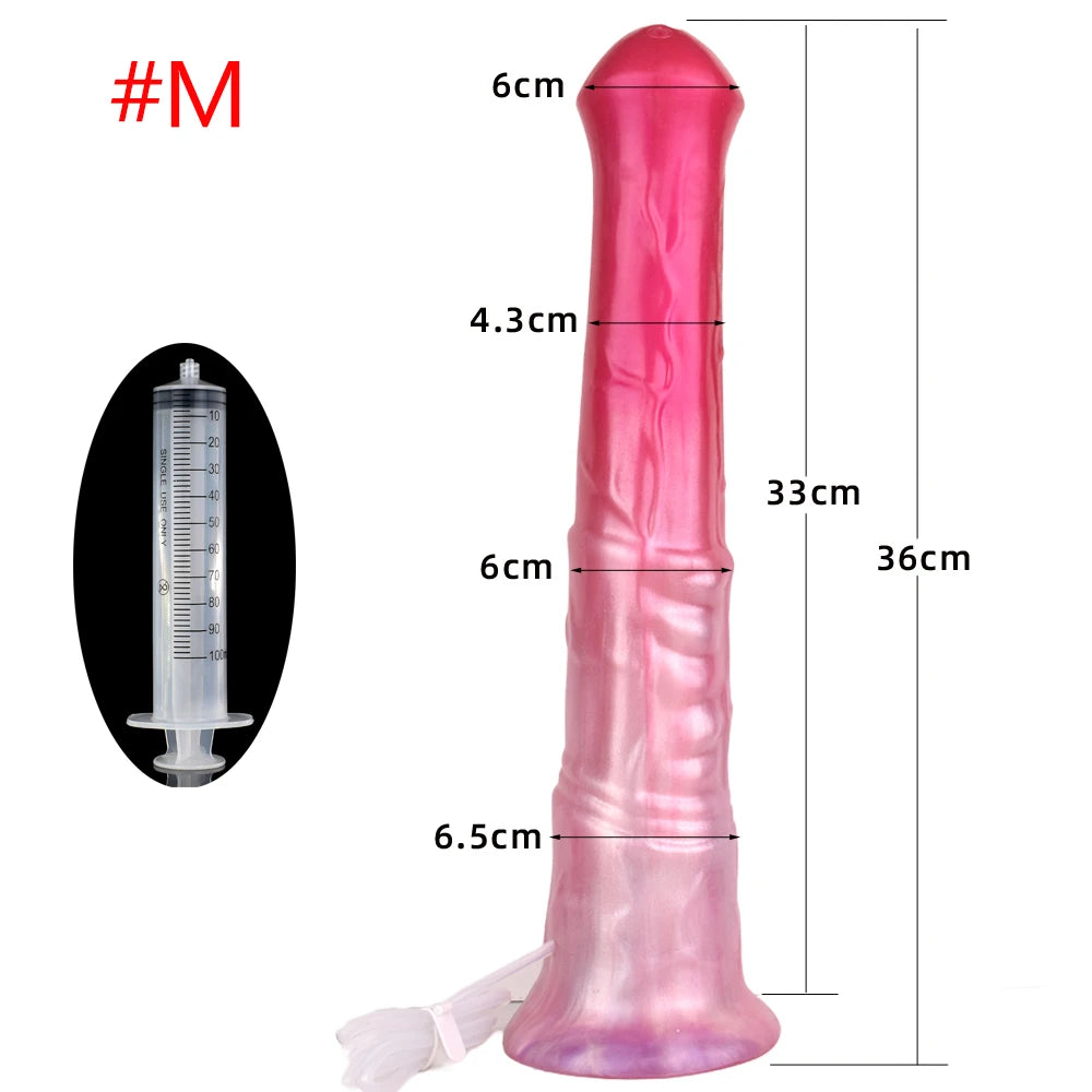 FAAK Squirting Penis Soft Silicone Fantasy Ejaculation Long Horse Dildo With Suction Cup Size S M L Penetration Anal Plug