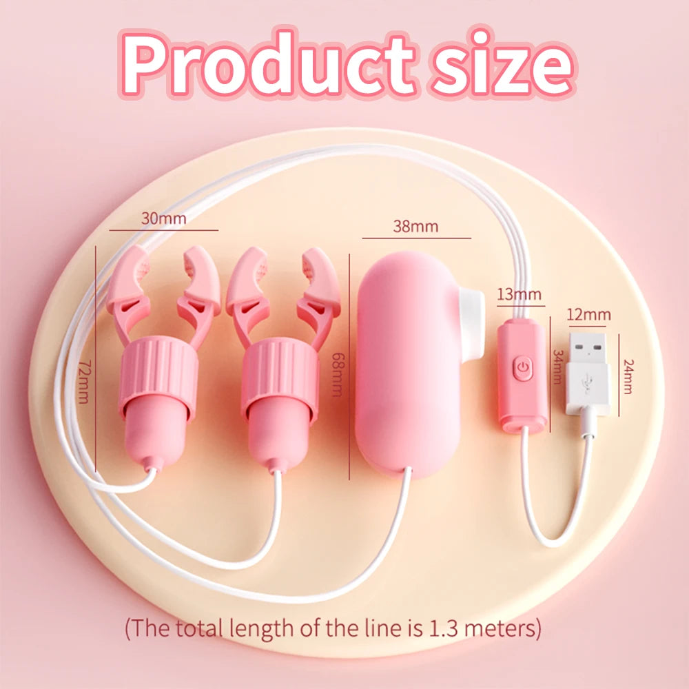 Nipple Clamp Sucking Vibrator Tongue Licking Vibrating For Women Breast Massage Labia Clitoris Clip Stimulation Massager Sex Toy