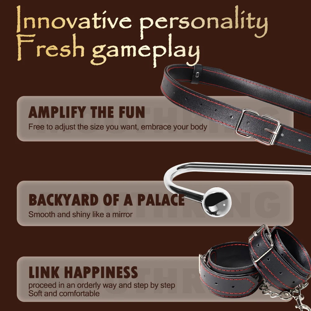 Adult Supplies BDSM Collar Mouth Plug Anal Hook bondage Sex Handcuffs Male Female Games Sex Toys for Couples