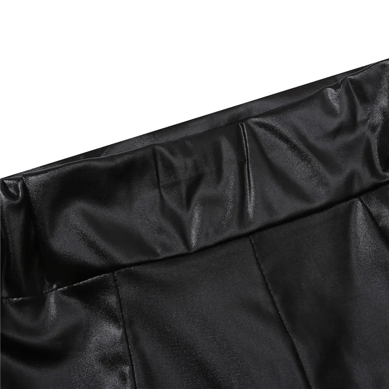 2024 Sexy Womens Shorts Shiny Elastic High Waist Shiny Faux PU Leather Short Pants Slim Hot Dance Clubwear Mini Shorts