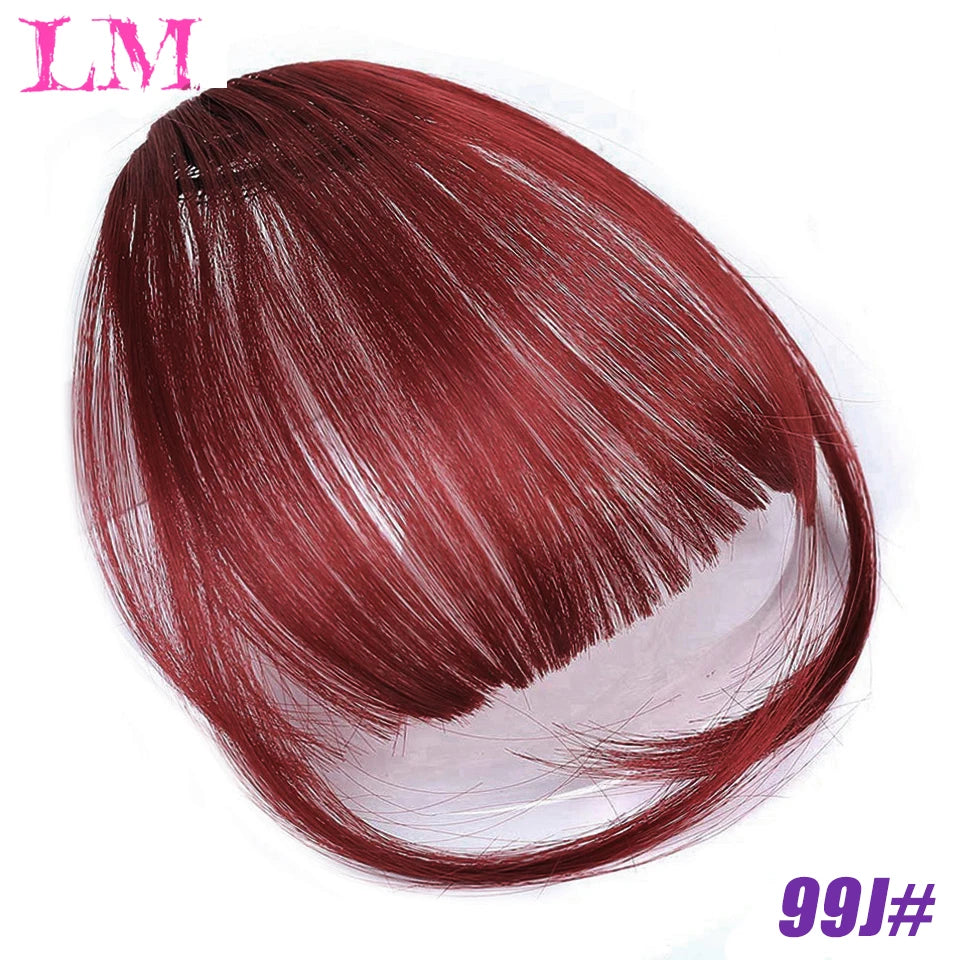 LM Fake Blunt air Bangs hair Clip-In Extension Synthetic Fake Fringe Natural False hairpiece For Women Clip In Bangs