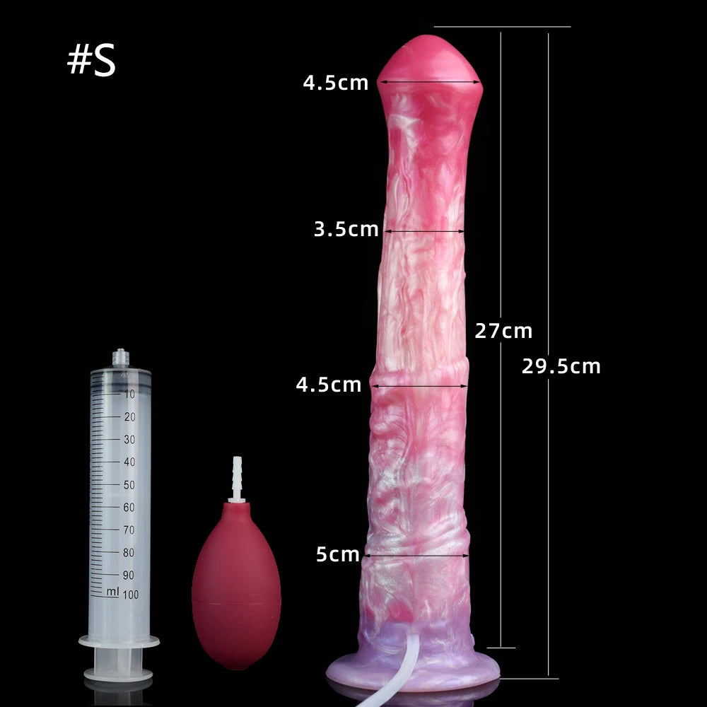 FAAK Squirting Penis Soft Silicone Fantasy Ejaculation Long Horse Dildo With Suction Cup Size S M L Penetration Anal Plug