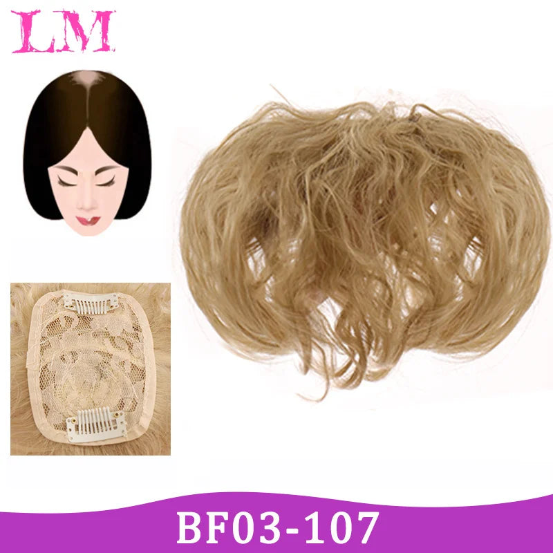 Replacement Piece Hair Covering White Hair Natural Invisible Seamless Hair Clip In Hair Bangs Hairpiece Synthetic Fake Bang Hair