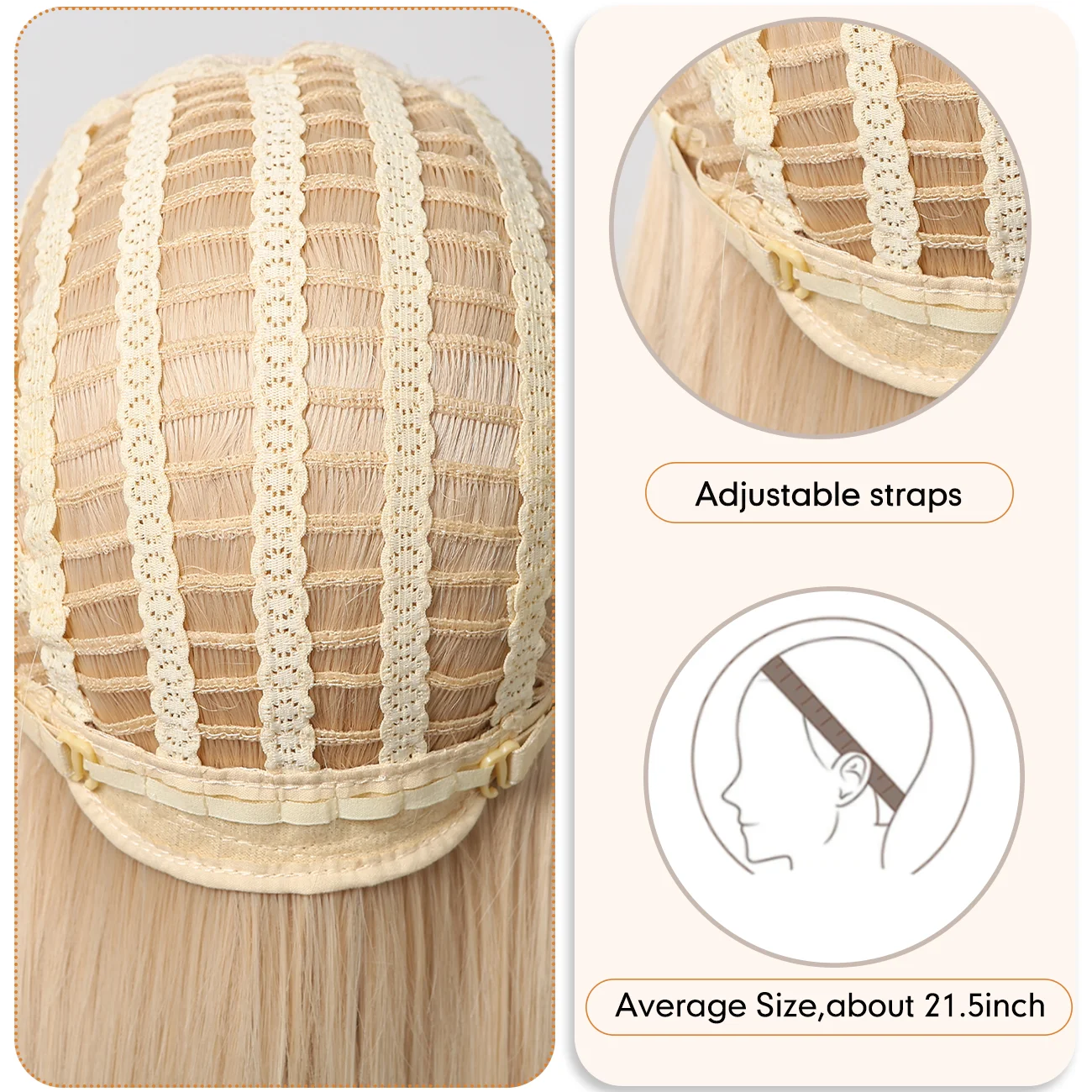 Platinum 613 Blonde Wig Long Wavy Synthetic Wig with Bangs Curly Mixed Golden for Women Cosplay Party Daily Use Heat Resistant