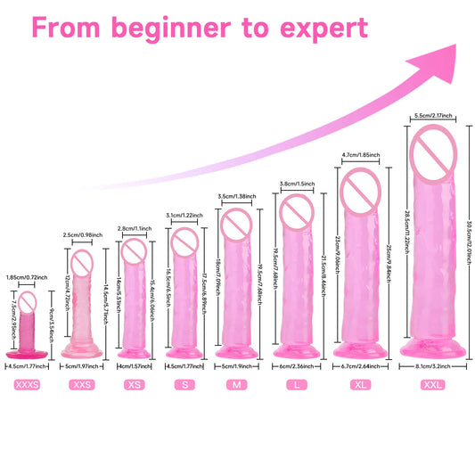 TPE Jelly Dildo Penis 8 Sizes Strong Suction Cup Women Vaginal Anal Plug Toys Masturbators, Unisex Adult Sex Toys, Sex Toys