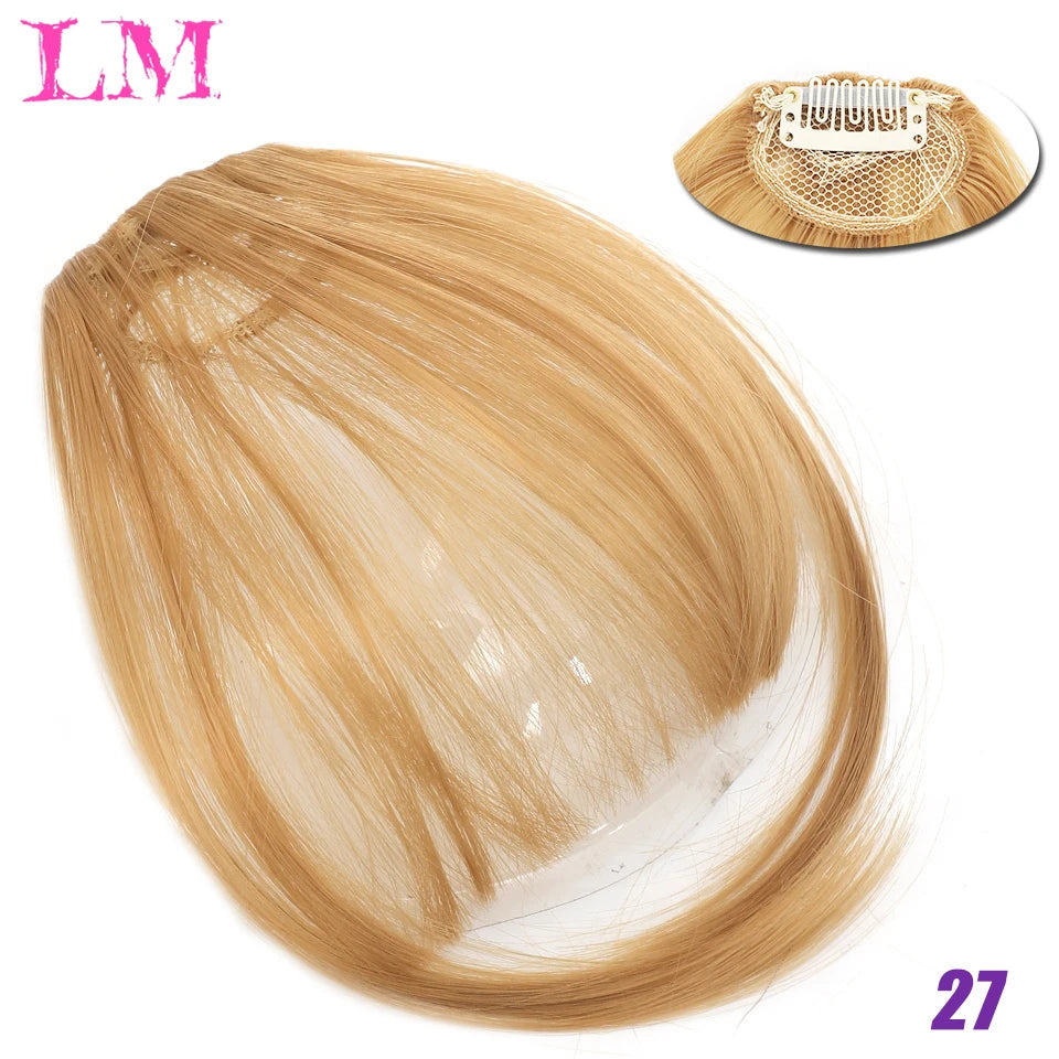 LM Short Synthetic Bangs Heat Resistant Hairpieces Hair Women Natural Short Fake Hair Bangs Hair Clips For Extensions Black