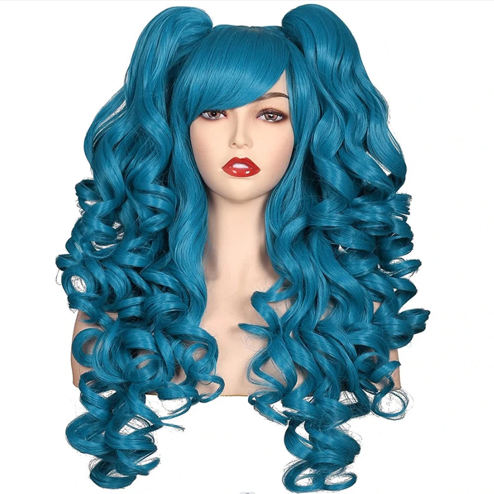 HAIRJOY Women Synthetic Hair  Long Curly Cosplay Wig  Halloween Wigs for Party  with 2 Ponytails