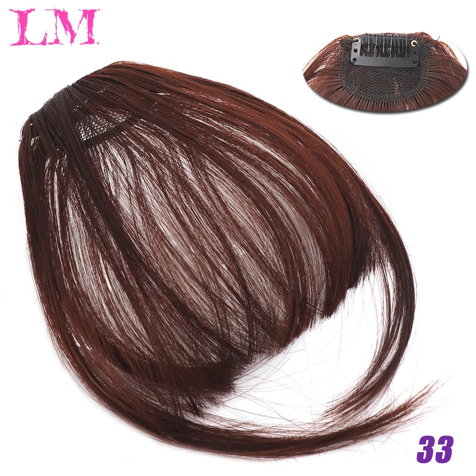 LM Fake Blunt air Bangs hair Clip-In Extension Synthetic Fake Fringe Natural False hairpiece For Women Clip In Bangs
