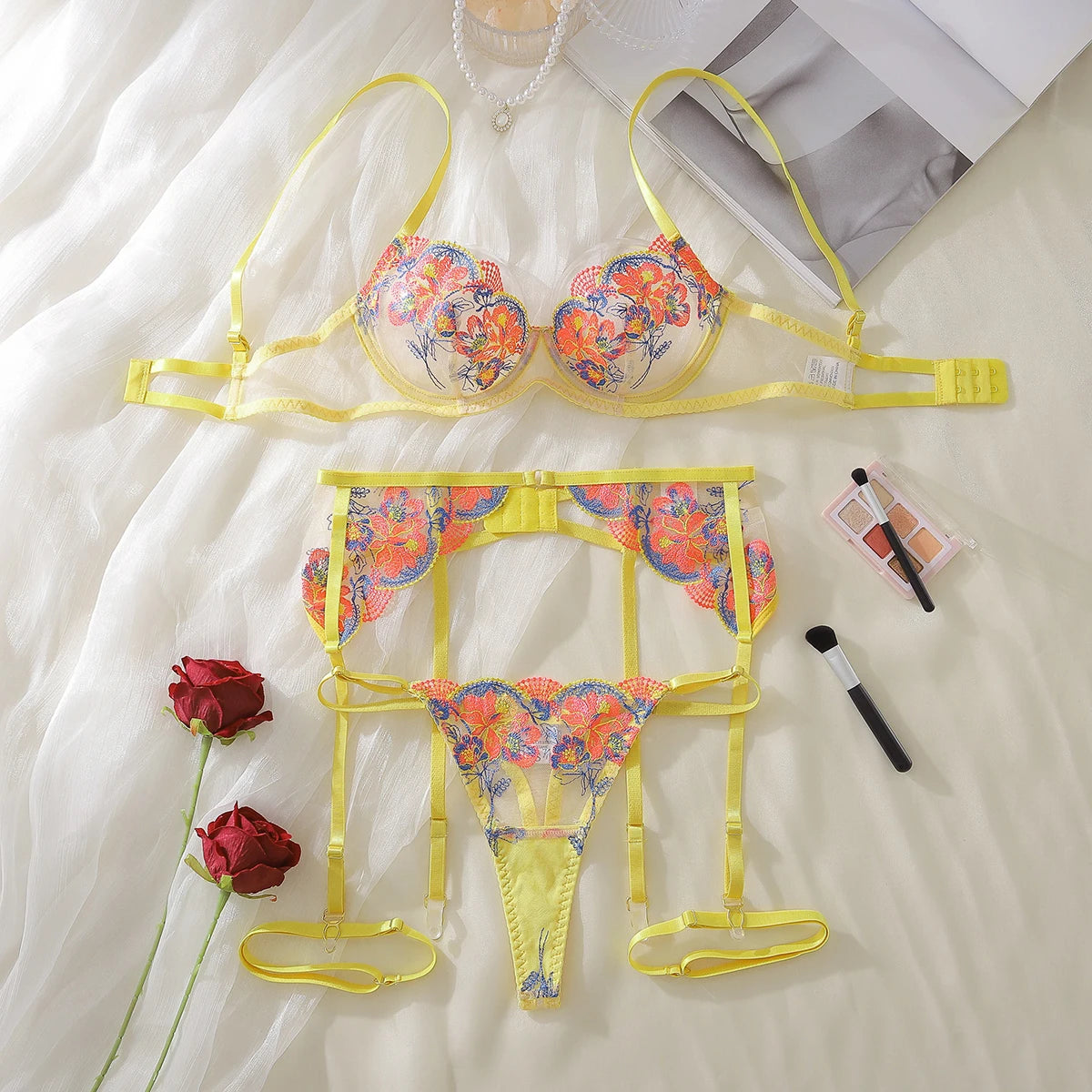 Sexy Female Lingerie Hot Erotic Lingerie For Full Floral Beautiful Underwear Luxury Intimate Sexy Female Complete