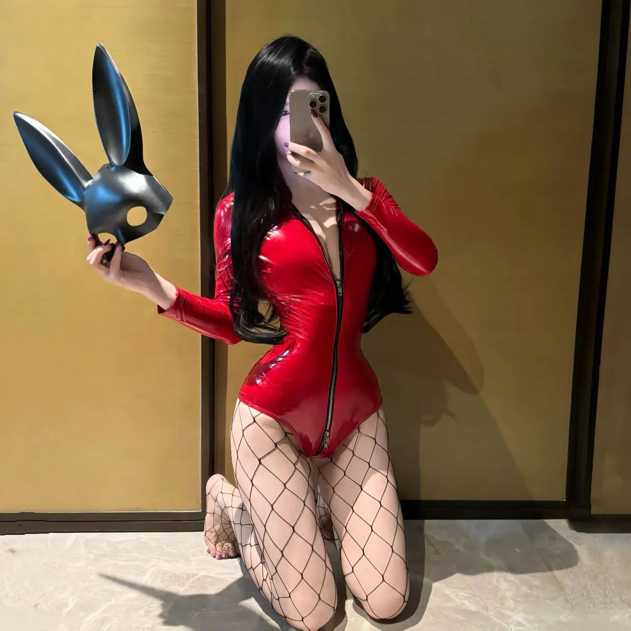 Sexy Patent Leather Bodysuit Zipper Uniform Pure Desire Sleepwear For Women Rompers Clothing Body Suits Fashion Women 3X63