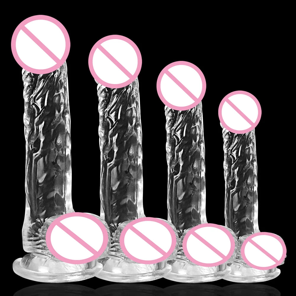 Realistic Transparent Dildo for Women Silicone Realistic Fake Dick Penis with Strong Suction Cup Hands-Free Adult Sex Toy